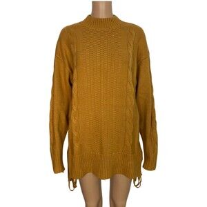 WAYF Mustard Yellow Knit Mock Neck Sweater Size Medium